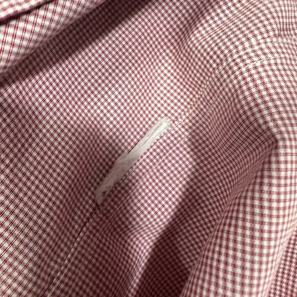 Banana Republic Shirt Mens Large Non Iron Tailored Slim Fit Red Cotton Check - Picture 6 of 8